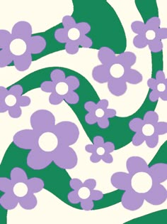 purple flowers on green and white background