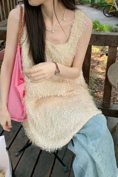 Solid Color Square Neck Tank Top, Versatile Sleeveless Fuzzy Loose Top For Spring & Summer Loose Top, Loose Tops, New Wardrobe, Summer Wardrobe, Square Neck, Summer Women, Camisole Top