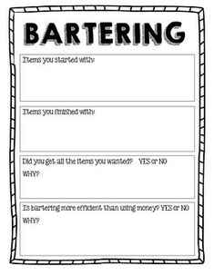 a poster with the words bartering written in black and white on it, next to a