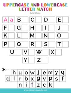 the uppercase and lowercase letter match is shown in this printable worksheet