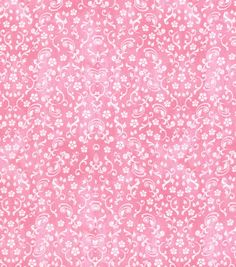 a pink background with white flowers and swirls