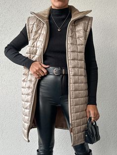 Women Sleeveless Front Zip Puffer Padded Vest Padded Jacket Apricot Casual  Sleeveless Fabric Plain vest Non-Stretch  Women Clothing, size features are:Bust: ,Length: ,Sleeve Length: Plain Vest, Outerwear Women Winter, Sleeveless Puffer, Padded Vest, Daily Hairstyles, Solid Tank Tops, Vest Coat, Padded Coat, Winter Coats Women