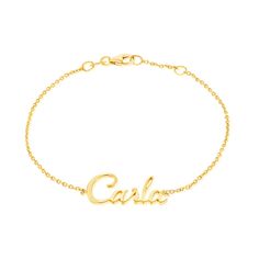 This 14k gold cursive custom name bracelet is a timeless piece. Show your love by wearing the name of the one you cherish.

Up to 11mm ht

Lobster Clasp
Sustainable
100% Recycled Gold
Handcrafted in Los Angeles Diamond Bar Bracelet, Custom Gold Jewelry, Personalized Gold Jewelry, Diamond Drop Necklace, 14k Rose Gold Bracelet, Bezel Necklace, Zodiac Bracelet, Letter Bracelet, Kids Bracelets