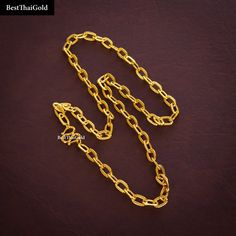 This Shop has a Special Free Gift (Chain) for Every Order. 😊🙏 Item including :1 x Necklace For: Unisex Type: GOLD PLATED over Brass, Nickel free Purity: 96.5% / 24K Surface: Shiny & Carved Length: ~ 18 inches Weight: ~ 17 g Width: ~ 5.3 mm Color: Yellow Gold ( slightly +/- from photo ) Handmade from Thailand. Thai gold plating technic really solid and stunning look. Rewarding your life from hard working, match up your dress, or a gift to someone special for you. The Craftsmanship of Thai J 22k Gold Link Chain Necklace As A Gift, 22k Gold Figaro Chain Necklace As Gift, Traditional Gold Link Chain Necklace, Gold Link Chain Necklace In 22k Gold, 22k Gold Figaro Chain Necklace, Gold-tone Gold Plated Box Chain Necklace, Thai Gold Necklace, 22k Yellow Gold Link Chain Necklace, Gold-tone Gold Plated Box Chain Jewelry