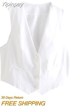 Shipping: Worldwide Express Shipping AvailableDelivery time: 🚚7-15Days Fast ShippingReturns: Fast refund,💯100% Money Back Guarantee. White V-neck Vest With Buttons, White V-neck Vest For Spring, White Summer Workwear Vest, Spring White V-neck Vest, Elegant White Vest With Buttons, Classic White Vest With Buttons, Elegant White Vest With Button Closure, Chic White Vest With Button Closure, White Fitted Vest With Button Closure