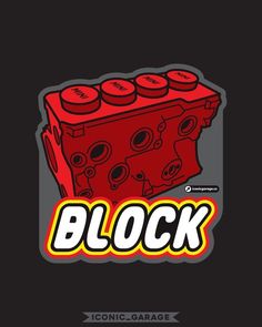 a red block logo on a black background