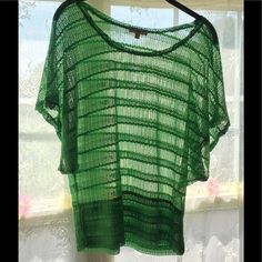 Green See Through Shirt Fitted At Hips And Fits Loosely On Upper Body And Arms-Could Be Worn Over A Bathing Suit, Camisole, Tank Or A Bralette. Nwot Green Summer Blouse With Relaxed Fit, Green Short Sleeve Summer Top, Green Crew Neck Blouse For Vacation, Green Crew Neck Top For Beach, Upper Body, Bathing Suit, Bralette, Bathing Suits, Top Shirt