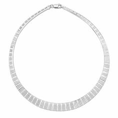 Luxury and radiance befitting a queen!A solid sterling silver collar necklace featuring interspersed high-polished and diamond-cut links in a design reminiscent of the opulent jewelry worn by Cleopatra.Handmade in Italy, by the world's finest craftsmen.A luxurious presentation pouch included at no additional charge... perfect for unforgettable gift-giving. Elegant Sterling Silver Hallmarked Chain Necklace, Elegant Silver Snake Chain Choker, Elegant Engraved Necklaces With Rectangular Links, Elegant Engraved Necklace With Rectangular Links, Silver Necklaces With Engraved Rectangular Links, Classic Silver Diamond Choker Necklace, Timeless Silver Necklace With Diamond Cut, Elegant Engraved Jewelry With Rectangular Links, Timeless Silver Diamond-cut Necklace