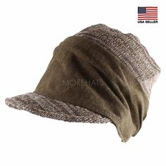 a brown and white hat on top of a white background with an american flag in the background