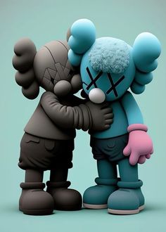 two cartoon characters are hugging each other