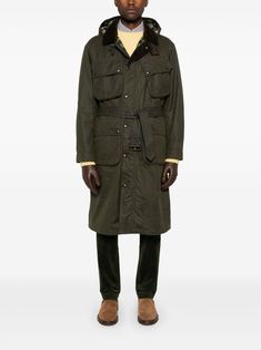 Polo Ralph Lauren Oilcloth Coat - Farfetch Khaki Cotton Parka For Fall, Fall Khaki Cotton Parka, Cotton Utility Parka With Patch Pockets, Green Cotton Outerwear With Side Pockets, Utility Style Khaki Parka With Patch Pockets, Khaki Utility Parka For Work, Khaki Parka With Flap Pockets For Work, Khaki Parka With Multiple Pockets For Workwear, Khaki Cotton Outerwear With Detachable Hood