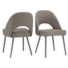 pair of grey chairs with black legs