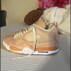 !!!Willing To Negotiate On Price!!! Jordan 4 Retro Shimmers Tan, Beige, White 7.5 W Jordan 4 Retro Shimmer, Jordan 4 Women, Jordan 4’s, Jordan Retro 4, Jordan 4s, Retro 4, Womens Air Jordans, Jordan 4 Retro, Womens Jordans