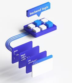 two blue and white computer icons with the words backend logging above them, on top of each other