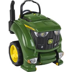 a green tractor is shown on a white background