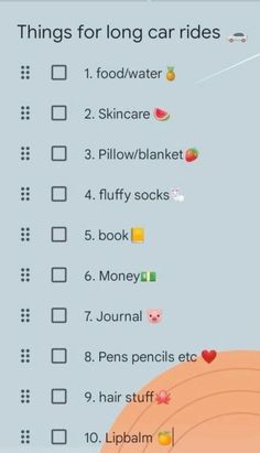 Things To Bring With You On A Road Trip, Things To Pack On A Long Car Ride, Long Drive Packing List, Things To Do On A Long Bus Ride With Friends, Stuff To Pack For A Long Car Ride, List Of Things To Bring On Vacation, What To Bring On Long Car Rides, Things To Take On A Long Car Ride, Things To Bring On Long Car Rides