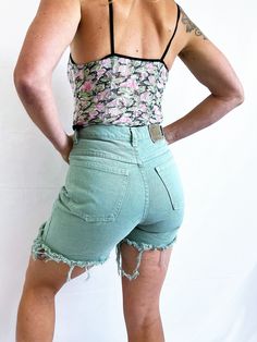 "Fun shorts. Size 6 100% cotton Cut off Zips in the front Lying flat.. 14\" top to bottom Across waist: ~13 1/2\" Across hips: ~18 1/2\"" Retro Cotton Bottoms With Built-in Shorts, High Rise Cotton Bermuda Shorts For Summer, Fitted High Waist Cotton Jean Shorts, High Rise Cotton Shorts For Summer, Fitted High-waist Cotton Jean Shorts, Spring High Waist Tops With Frayed Hem, High Rise Cotton Jean Shorts For Summer, Vintage High-waisted Jean Shorts For Spring, High Waist Cotton Jean Shorts For Spring