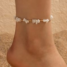 Embrace Your Bohemian Spirit Step into the warm embrace of summer with our Boho Shell Charm and Crushed Stone Anklet Set. Perfectly crafted to enhance your beach attire, this set of anklets brings a touch of bohemian elegance to any outfit. Whether you're strolling along the seashore or dancing under the stars, these anklets add a fashionable flair that celebrates your free-spirited style. Product Features Each anklet in this set is a showcase of thoughtful design and craftsmanship. Made with a tin alloy base, these pieces are adorned with charming geometric patterns and embellished with natural shell pieces and crushed stones, giving each piece a unique, artisanal feel. The anklets measure 20cm in length, ensuring a comfortable fit for all. Material: Durable metal with a tin alloy base St Casual Summer Jewelry For Vacation, Casual Summer Vacation Jewelry, Strand Bracelets For Summer Beach Party, Strand Bracelets For Beach Party In Summer, Summer Festival Bracelets, Beachy Bracelets For Summer Vacation, Beachy Bracelets For Summer, Trendy Anklets For Beach Season Gift, Adjustable Anklets For Summer Gift