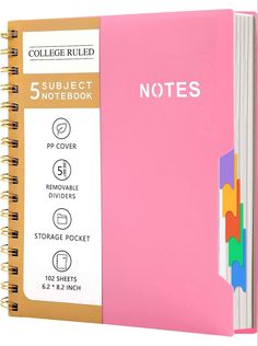 a pink notebook with the words subject notebook on it