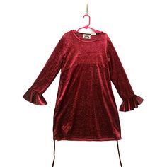 Speechless Girls Size 10 Long Sleeve Velour Sparkle Stripe Bell Sleeve Belted Burgundy 90% Polyester 10% Spdx Features: * Dress Size: Girls 10 Condition: Pre-Owned Good Bell Sleeve, Bell Sleeves, Girls Dresses, Dress Outfits, Girl Outfits, Size 10, Sparkle, Bathing Beauties, Purses And Bags