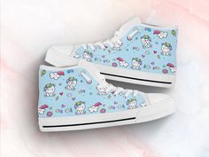 These cute blue unicorn shoes are sure to attrack some attention ! Our custom made shoes will make the best gift for any occasion! All of our sneakers are custom-made-to-order and handcrafted to the highest quality standards Check out more of our footwear here: https://www.etsy.com/shop/unicornshoesshop/ Product Name: Blue Unicorn Shoes | Cute Sneakers | Cute Shoes | Unicorn Gifts | Custom High Top Converse Style Sneakers For Adults Women & Men Product Features; ▶ Full canvas double sided pr Blue Low-top Sneakers For Gift, Casual Custom Sneakers With Round Toe As Gift, Cute Low-top Sneakers For Gift, Cute High-top Sneakers As Gift, Unicorn Shoes, Sneakers Cute, Blue Unicorn, Style Converse, High Top Converse