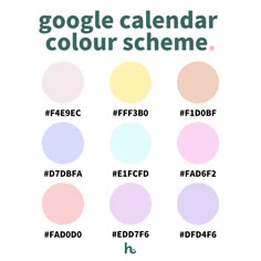 the google calendar is shown with different colors and font on it's side, including dots