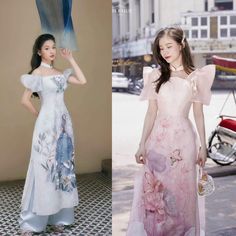 Vietnamese dress/aodai 4layers sequence for women in light pink/ light blue --ready to ship White Dress With Pearls, Chalk Writing, Vietnamese Dress, Pearl Dress, Pink Light, Petite Size, Flower Prints, Light Pink, White Dress