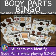 body parts bingo cards and game for kids