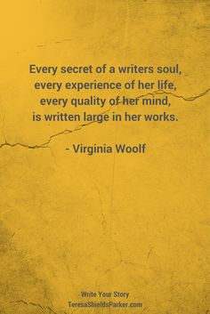 a yellow wall with a quote from virginia wolf on the bottom right corner and an image of a woman's face