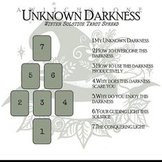 the unknown darkness tarot card game is shown with numbers and symbols for each player