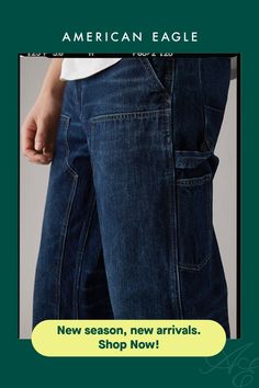 Classic non-stretch denim with vintage denim character/Durable, finished by hand and made to last/Dark wash/Carpenter pant details Pant Details, Pants Details, Carpenter Pants, Carpenter Jeans, Relaxed Fit Jeans, Vintage Denim, Stretch Denim, American Eagle Outfitters, Women's Jeans