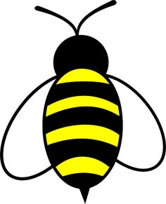 a black and yellow striped bee on a white background