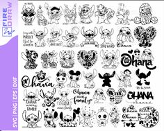 an image of some cartoon character stickers on a white background with the words disney and other