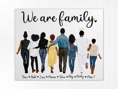 we are family sign with people walking together