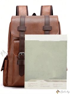 Bird in Bag - Large Capacity Backpack for School and Travel Casual Brown Laptop Backpack, Casual Travel Leather Backpack With Flap, Casual Leather Backpack With Flap For Travel, Brown Leather Travel Backpack With Anti-theft Pocket, Casual Brown Leather Backpack With Anti-theft Pocket, Casual Brown Leather Backpack With Luggage Sleeve, Casual Backpack With Luggage Sleeve For Daily Use, Casual Leather Backpack With Anti-theft Pocket For School, Casual Leather Backpack With Anti-theft Pocket For Travel