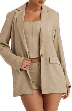 This boxy blazer designed in an oversized fit is the perfect casual-cool layer to pair with almost any of your wardrobe essentials. 30" length (size Medium) Front button closure Notched lapels Front flap pockets Lined 100% polyester Dry clean Imported Oversized Blazer With Hidden Button Closure For Spring, Summer Casual Blazer With Hidden Button Closure, Chic Everyday Blazer With Notch Lapel, Chic Everyday Single Breasted Blazer, Trendy Everyday Blazer For Spring, Trendy Everyday Spring Blazer, Oversized Spring Blazer For Everyday, Chic Summer Relaxed Fit Blazer, Oversized Everyday Blazer For Spring