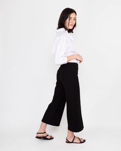 Faye Wide-Leg Cropped Pant in Black Ponte Knit | Shop Ann Mashburn Ann Mashburn, Clothing Catalog, Scarf Belt, Wide Leg Cropped Pants, Buckle Shoes, Sweater Gift, Liberty Fabric, Heeled Loafers, Sweater Pants