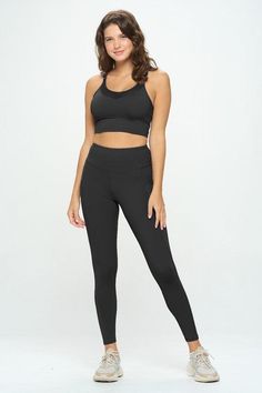 this peachy fabric, is so weightless and buttery soft, all you feel is your practice. Leggings have high waist band and pockets. Sports bra has removable pads. 5 WAY STRETCH offers a comfortable wear and allows freedom of movement, and has an excellent recovery. 78% nylon and 22% spandex bra is padded. Avail in sizes S-l. awesome colors! *color may vary slightly due to image and screen lighting* **FREE SHIPPING** *In stock ships approx. .1-3 bus days after purchase from CA* Mom Beauty, Womens Activewear Tops, Sports Bra And Leggings, Stretchy Leggings, Swimwear Dress, Activewear Sets, Athleisure Wear, Active Wear Leggings, Plus Size Swimwear