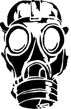 a black and white drawing of a gas mask