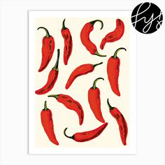 red peppers are arranged on a white background