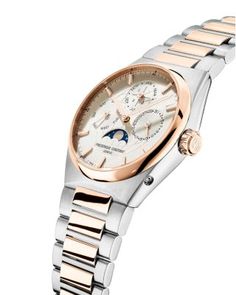 Frederique Constant Highlife Perpetual Calendar Manufacture Watch, 41mm Frederique Constant, Automatic Watches For Men, Perpetual Calendar, The 1990s, Analog Watch, Gold Plated Bracelets, Design Case, White Dial, Stainless Steel Watch