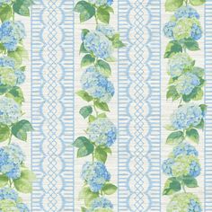 a blue and green floral wallpaper pattern