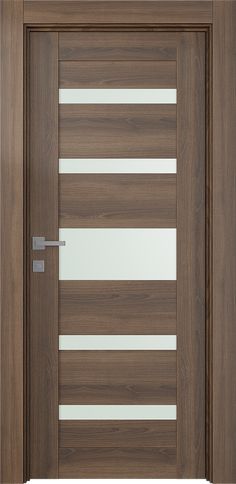 a wooden door with glass paneling on the front and side panels in dark wood