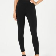 Essential And Seasonless, These Pull-On Leggings From Style & Co Feature A Comfort Waistband Along With Functional Back Pockets. Mid Rise; Skinny Fit Through Hips And Thighs; Skinny Leg Pull-On Styling Designed To Fit And Flatter 5'4" And Under Frame Styles Are Tailored For The Petite Customer, Hits And Fits At The Right Places Specifically At Wrist And Ankle Black Leggings For Business Casual, Black Ankle-length Pants For Work, Spring Workwear Full-length Leggings, Elegant Black Spring Leggings, Black Leggings For Workwear In Spring, Black Leggings For Spring Workwear, Black Spring Workwear Leggings, Black Stretch Ankle-length Pants, Black Fitted Pull-on Leggings