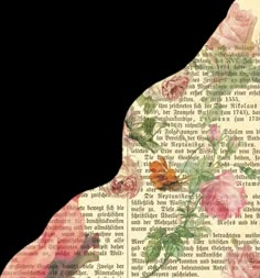 an open book with flowers on it and the pages cut out to look like a woman's face