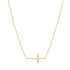 Mini Sideways Cross Necklace in Yellow Gold, 18" | Borsheims Sideways Cross Necklace, Cross Necklace Sideways, Plastic Ring, Silver Box, Ring Sizer, Sale Items, Everyday Fashion, Cross Necklace, Jewelry Collection