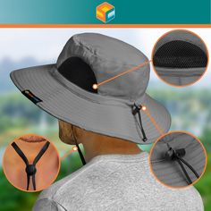 Sun Cube Premium Outdoor Boonie Hat Sun Cube Premium Sun Bucket Boonie Hat is the perfect gear to keep you protected in the sun during any outdoor activities. Particularly suited for fishing, hiking, camping, and other outdoor activities, our hat will perform and let you achieve more outside! It comes with the following features: Protect you from the sun -- 3.7 Inch wide brim to protect you from all angles from the blazing sun. It is also 50+ UPF, offering complete UV protection for your face and ears. Functional -- The hat is lightweight and breathable with its breathable mesh side panels and spandex sweat band to keep you cool during hot summer days. Our adjustable chin strap allows you to be secured on your hat during windy days! Also comes with an adjustable head strap for a perfectly Breathable Gray Hats For Outdoor Activities, Gray Breathable Hats For Outdoor Activities, Breathable Gray Hat For Outdoor, Gray Curved Brim Sun Hat For Travel, Gray Curved Brim Hat For Camping, Lightweight Gray Hat For Outdoor Activities, Gray Hats With Uv Protection For Outdoor, Gray Sun Hat With Upf 50+ For Outdoor, Lightweight Gray Travel Hat