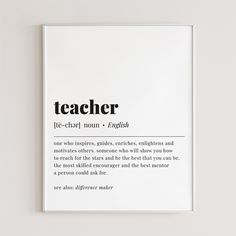 a book with the title teacher written in black on it's front and back cover