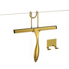 an object is hanging on a clothes line with two hooks attached to the hangers