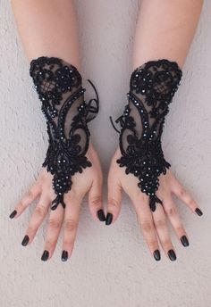 Lace Gloves Wedding, Lace Gloves Fingerless, Black Lace Gloves, Black Lace Wedding, Gothic Lace, Gloves Fingerless, Goth Wedding